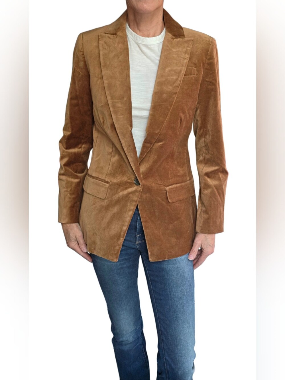 J.CREW Willa Stretch Velvet Blazer In Cafe Latte